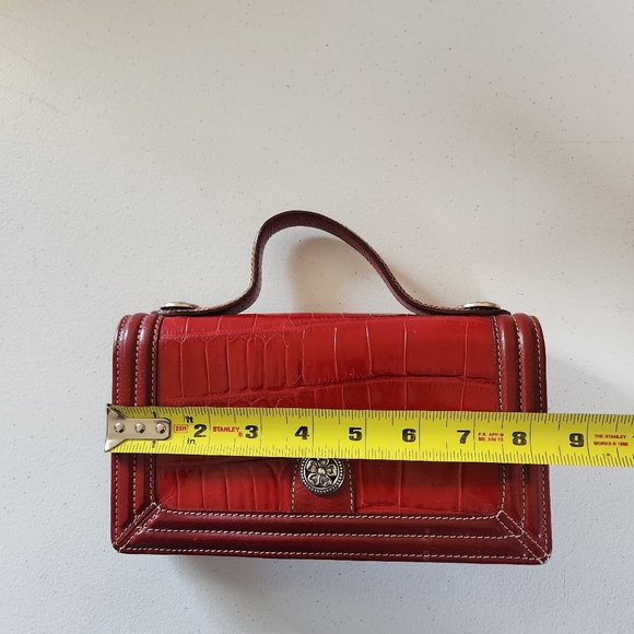 Brighton Red Leather Top Woven Handle Croc Embossed Hand Carry Clutch Purse 90s - Picture 10 of 10